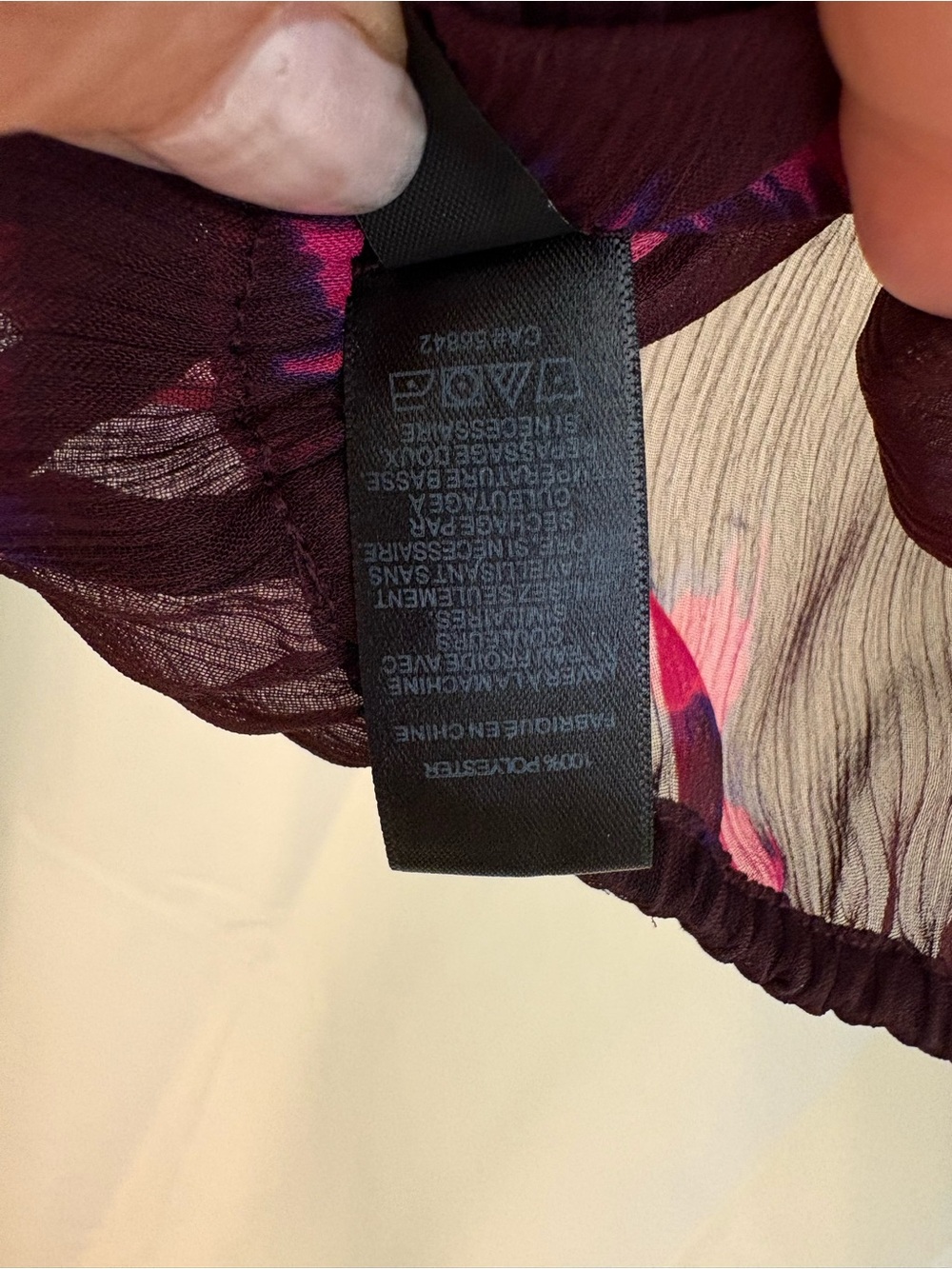 Express Sheer Tie-Neck Boho Blouse in Magenta, Purple and Brown Top Shirt - Picture 4 of 4